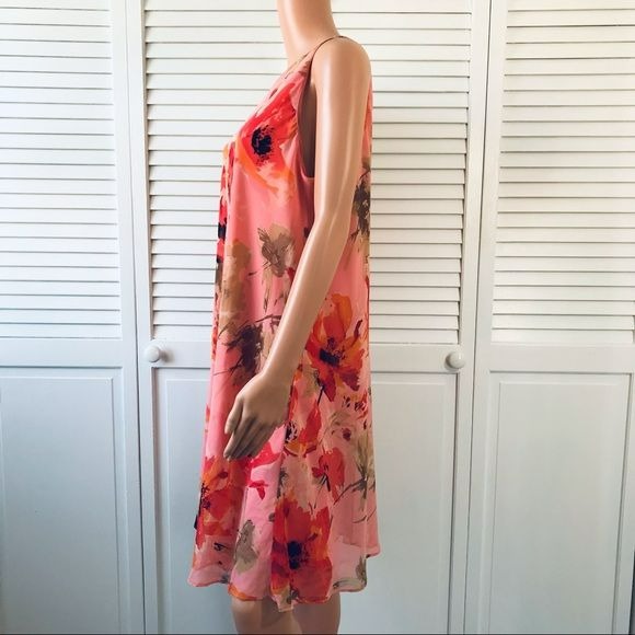 LAUREN RALPH LAUREN Pink Sleeveless Floral Dress Size 16