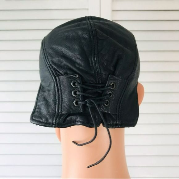 HARLEY DAVIDSON Black Leather Skull Cap