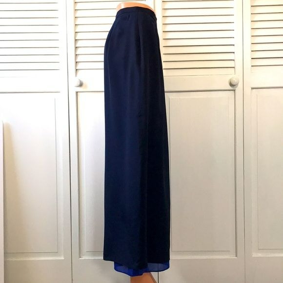 JOSEPHINE CHAUS Collection Navy Blue Silk Maxi Skirt Size 4