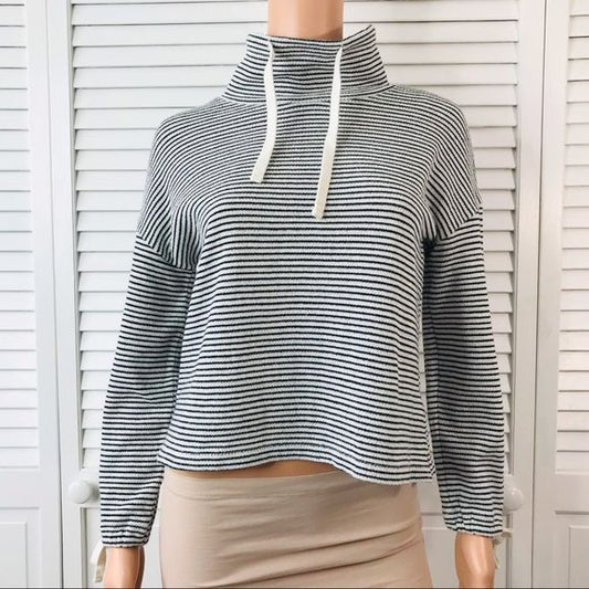 MILE(s) By Madewell Black White Striped Crop Sweater Size XXS