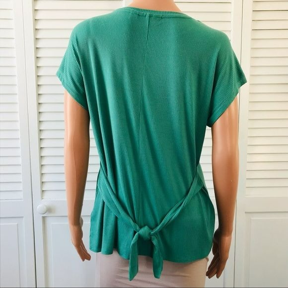 APT. 9 Green Ribbed Short Sleeve Shirt Size S