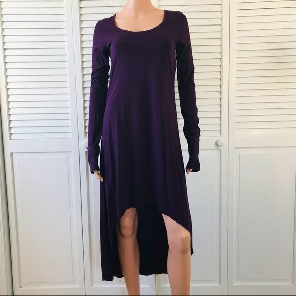 HARD TAIL Purple Long Sleeve High Low Dress Size S