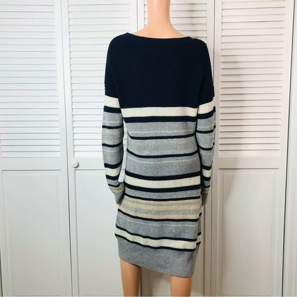 CAARA Striped Long Sleeve Soft Wool Sweater Dress Size XL *NEW*