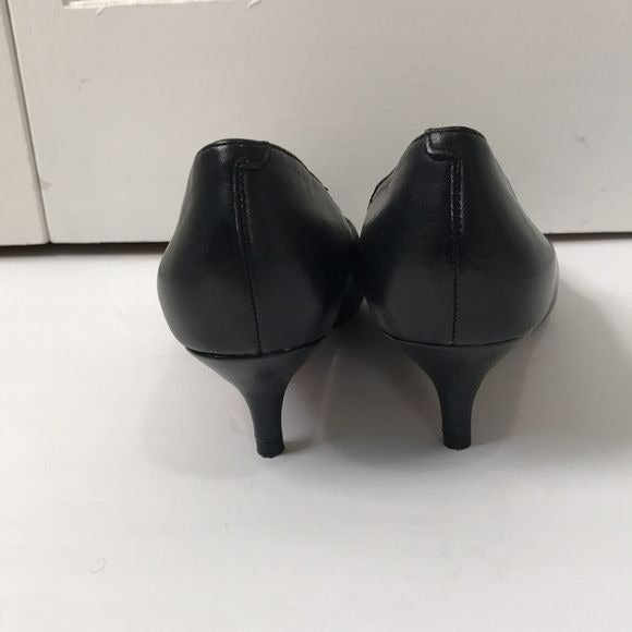 FRANCO SARTO Black Pointed Kitten Heels Size 6.5M