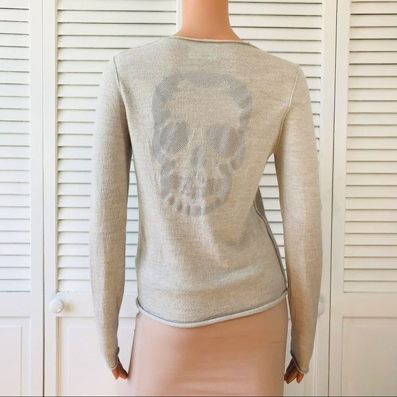 ZADIG & VOLTAIRE Strass Skull Meri­no Wool Sweater Size M