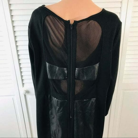 ELOQUII Black Vegan Leather Long Sleeve Dress Size 22