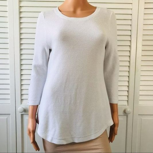 TALBOTS White Scoop Neck Long Sleeve Sweater Size MP
