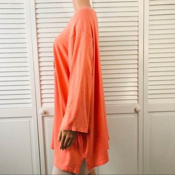 CROFT & BARROW Orange V-Neck Short Sleeve Shirt Size 3X