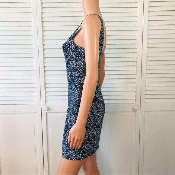 HOLLISTER Blue Geometric Pattern Sleeveless Dress Size M