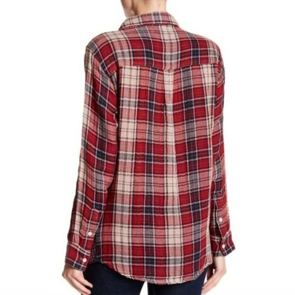 VELVET by Graham & Spencer Yana Red Plaid Pocket Button Down Shirt Size M