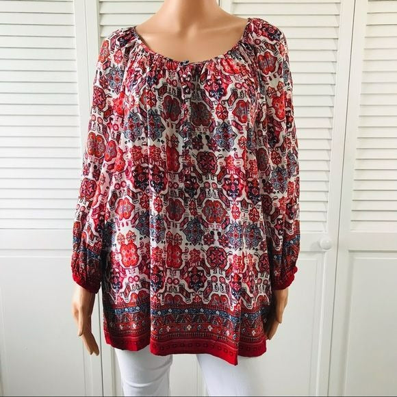 ARTISAN NY White V-Neck Blouse Size 2X