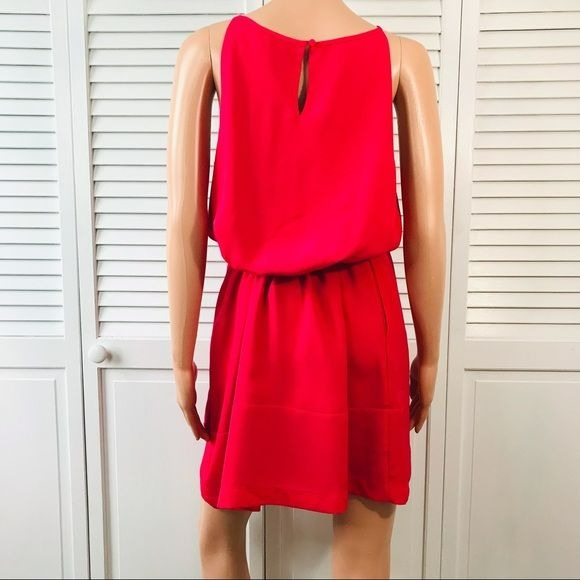 EXPRESS Red Belted Sleeveless Dress With Pockets Size L