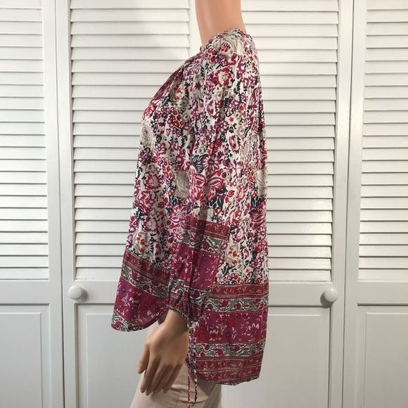 LUCKY BRAND Multicolor Floral Boho Pullover High Low Tunic