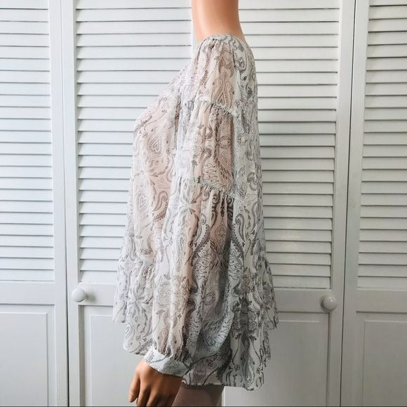 GENTLE FAWN Sheer White Printed Blouse Size M (new with tags)