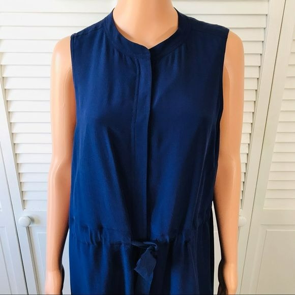 MADEWELL Navy Blue Silk Sleeveless Playa Dress Size XL