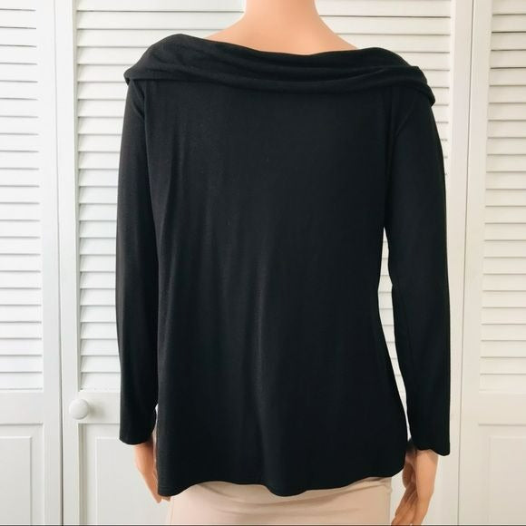 WHITE HOUSE BLACK MARKET Black Foldover Top Size L (new with tags)
