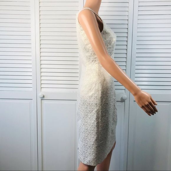 TAHARI LUXE Gold White Sleeveless Cocktail Dress Size 4