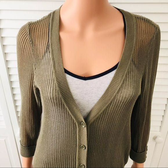 FEVER Green Sheer V-Neck Cardigan Size XS