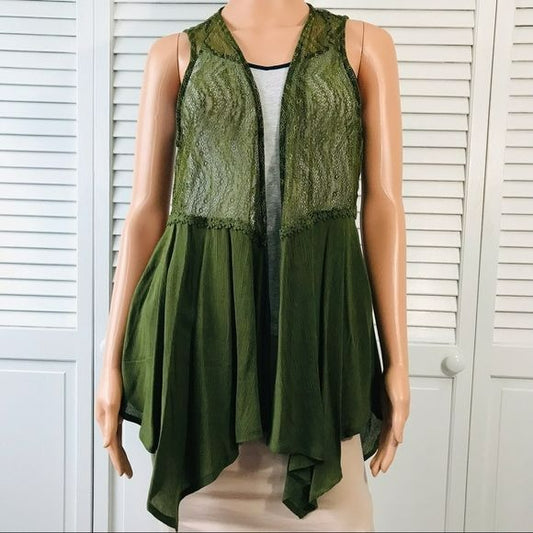 NO BOUNDARIES Green Semi Sheer Vest Size L