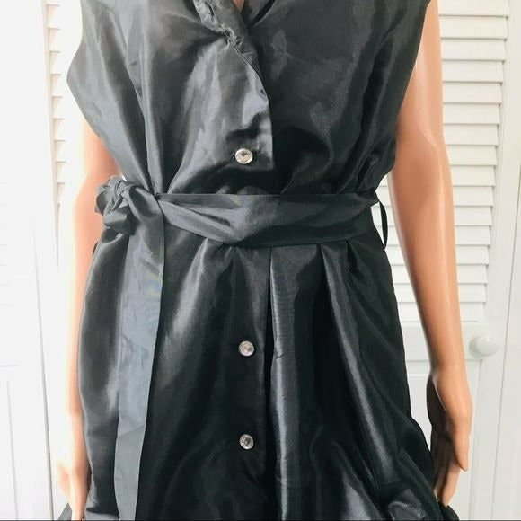 JENNY T. Black Sleeveless Belted Bubble Dress Size XL