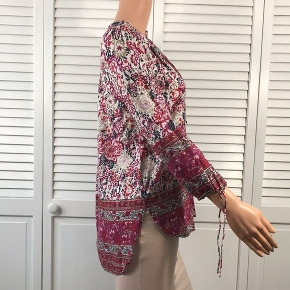 LUCKY BRAND Multicolor Floral Boho Pullover High Low Tunic