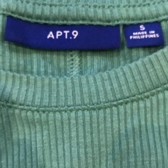 APT. 9 Green Ribbed Short Sleeve Shirt Size S
