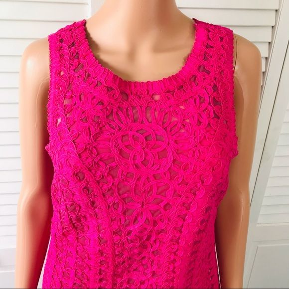 YOANA BARASCHI Fuchsia Pink Sleeveless Edwardian Web Sheath Dress Size 10