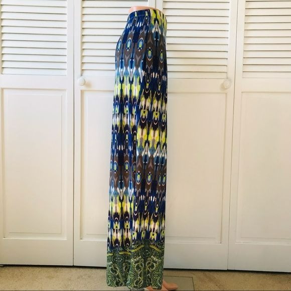 LIVE AND LET LIVE Stretchy Peacock Pattern Palazzo Pants Size M