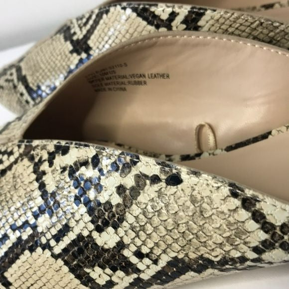 H By Halston Snakeskin Print Almond Toe Mules Size 10M