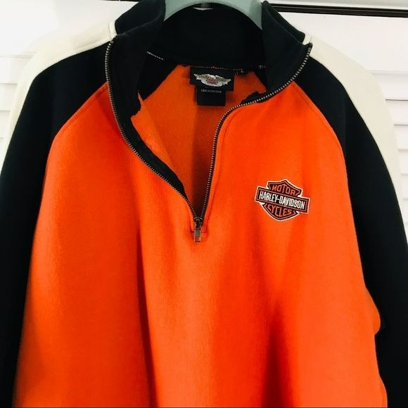 HARLEY DAVIDSON Orange Vintage 1/4 Zip Jacket Size L