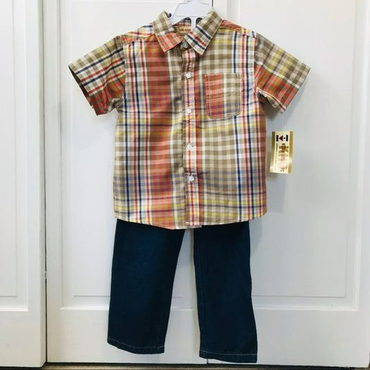 KIDS HEADQUARTERS Plaid Two Piece Set Size 4T