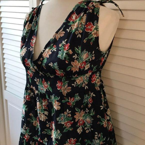 Urban Culture Navy Blue Floral V-Neck Dress Size XS