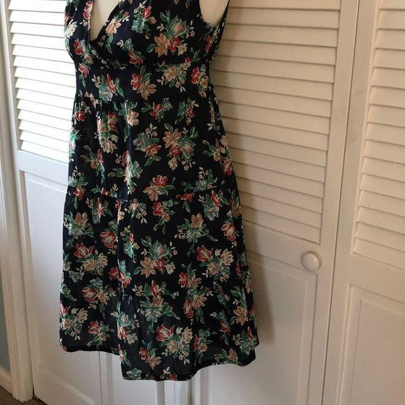 Urban Culture Navy Blue Floral V-Neck Dress Size XS