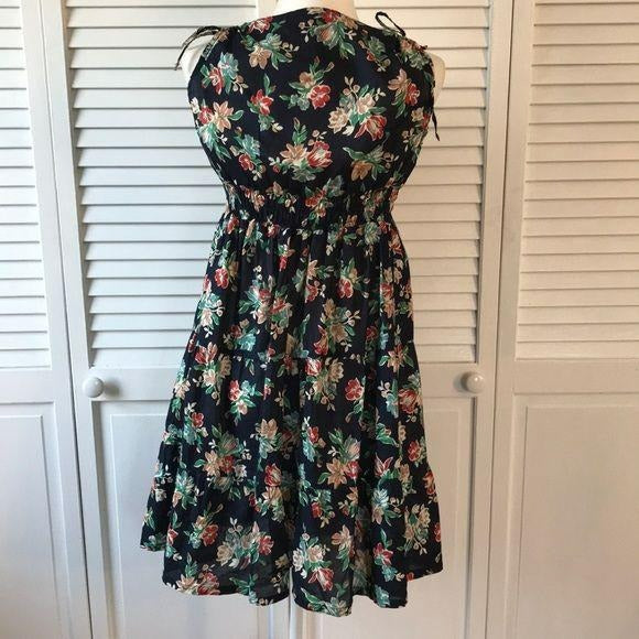 Urban Culture Navy Blue Floral V-Neck Dress Size XS