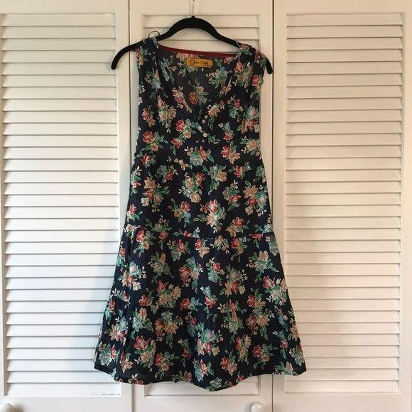 Urban Culture Navy Blue Floral V-Neck Dress Size XS