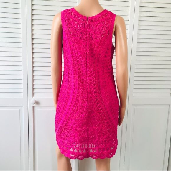 YOANA BARASCHI Fuchsia Pink Sleeveless Edwardian Web Sheath Dress Size 10