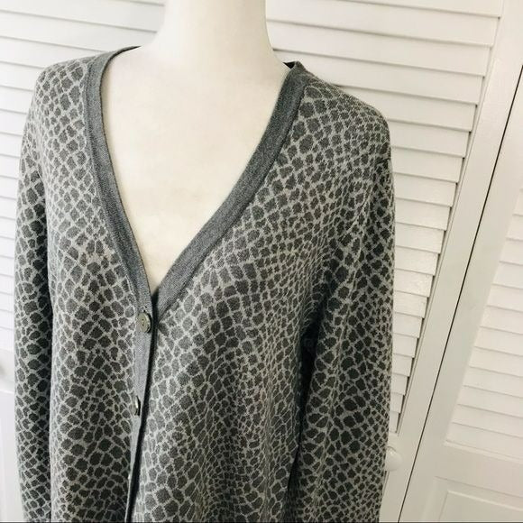 ISAAC MIZRAHI LIVE! Gray V-Neck Boyfriend Cardigan Sweater Size L