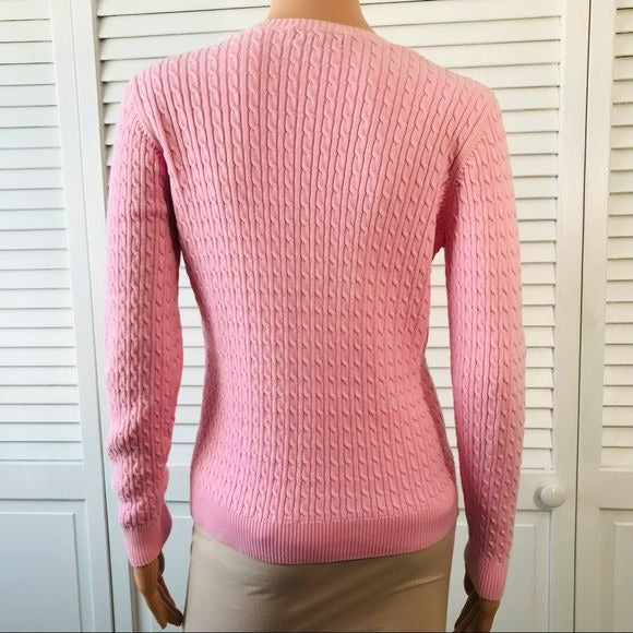 LAND’S END Pink Cotton Knit Sweater Size S