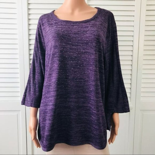 REBECCA MALONE Plus Size Purple Studded Sweater Size 1X