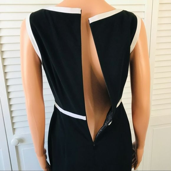 CALVIN KLEIN Black White Sleeveless Dress Size 6