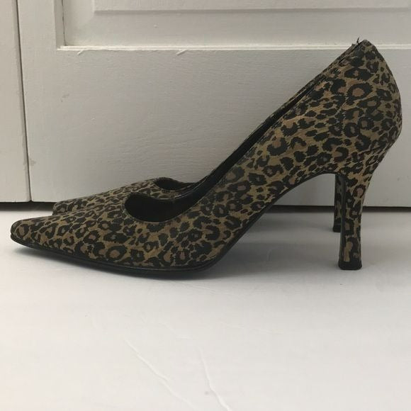 AMANDA SMITH Brown Black Animal Print Pointed Toe Heels Size 7M