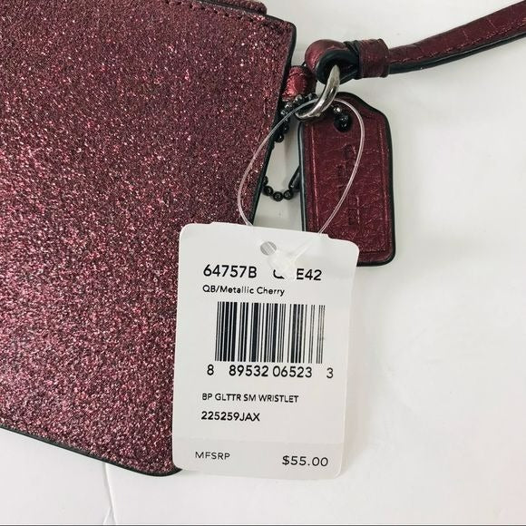 COACH Metallic Cherry Small Glitter Wristlet (new with tags)