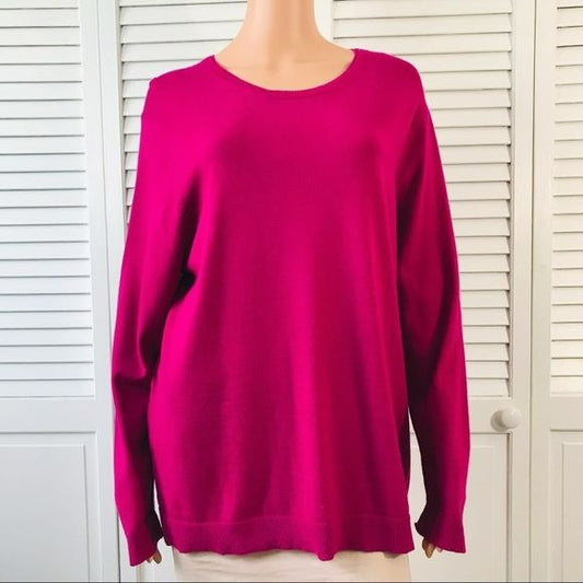 IM NYC Isaac Mizrahi Pink Scoop Neck Sweater Size XL