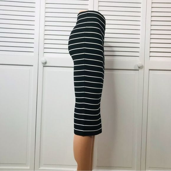 GOOD AMERICAN Black White Striped Bandage Style Pencil Skirt Size Small