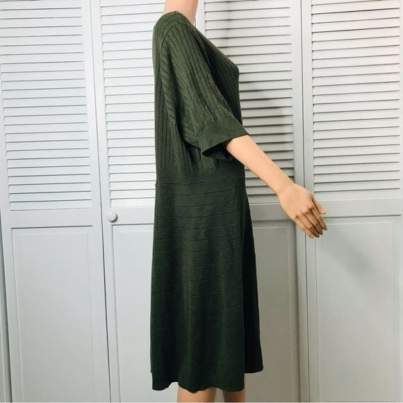 TORRID Olive Green Ribbed Sweater Knit Skater Dress Size 28