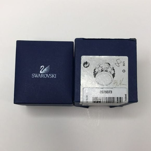 SWAROVSKI Silver Black Fizz Ring Size 8 (new in box)