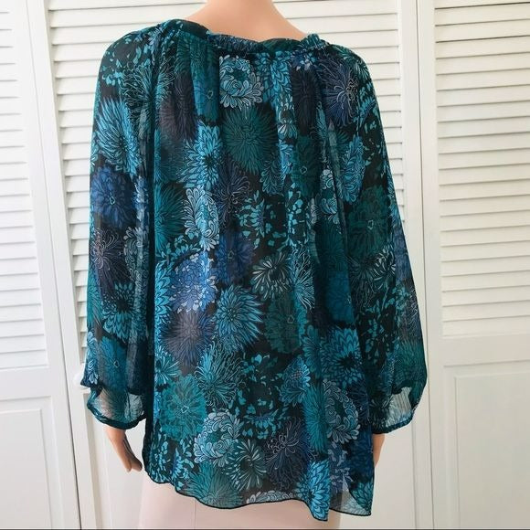 LANE BRYANT Black Floral Sheer Blouse Size 18/20W