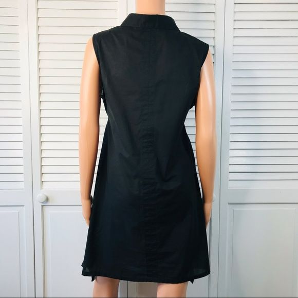 NORMA KAMALI Black Sleeveless Button Down Shirt Dress Size L