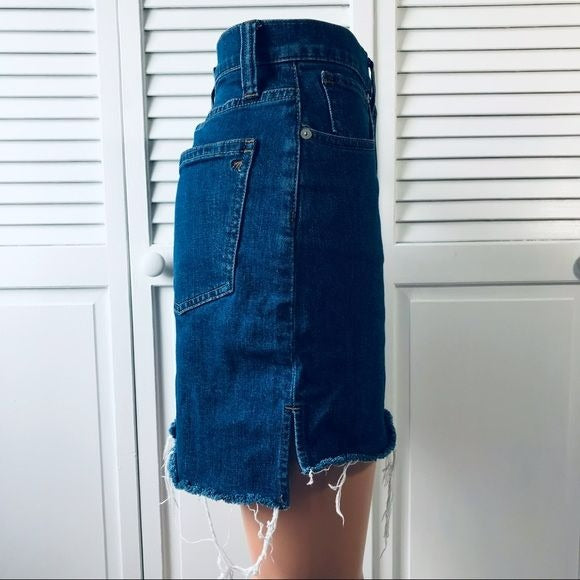 MADEWELL Blue Stretch Denim Straight Mini Skirt Size 28