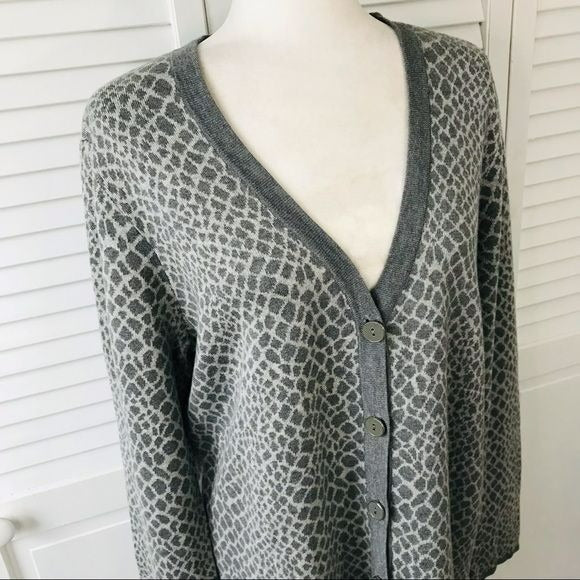 ISAAC MIZRAHI LIVE! Gray V-Neck Boyfriend Cardigan Sweater Size L